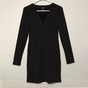Forever 21 black lace-up bodycon dress